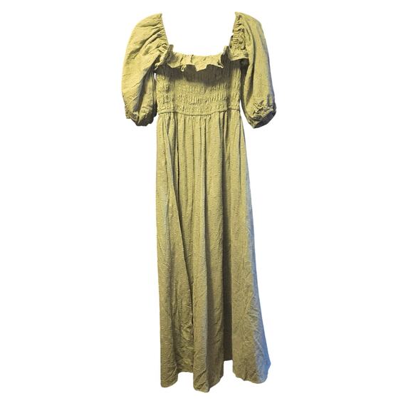 R. Vivimos green smocked milkmaid maxi dress NWT size Large - Picture 2 of 7